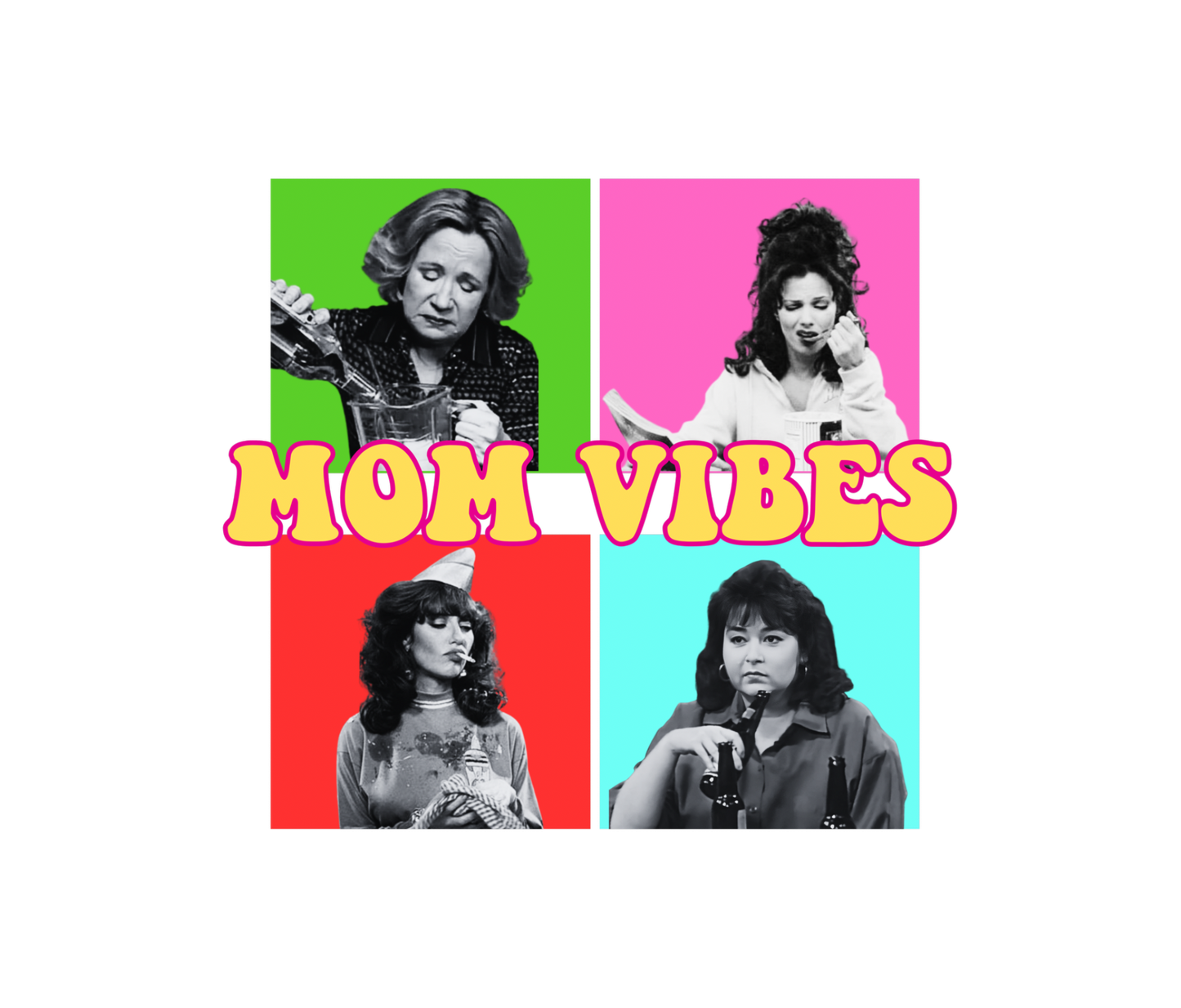 MOM VIBES DESIGN! YOU CHOOSE COLOR AND STYLE! TEE OR CREWNECK! BLEACHED OR NON-BLEACHED