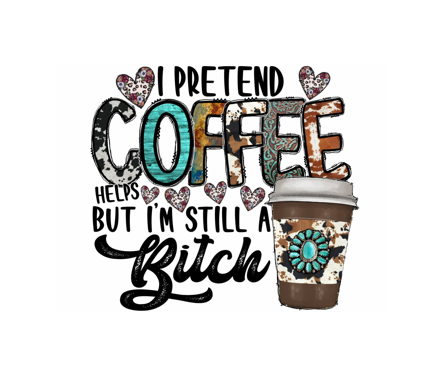 I PRETEND COFFEE HELPS DESIGN! YOU CHOOSE COLOR AND STYLE! TEE OR CREWNECK! BLEACHED OR NON-BLEACHED