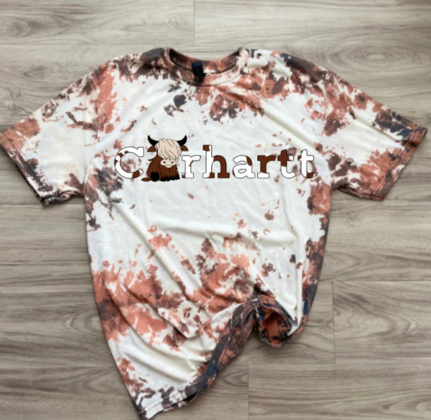 HIGHLAND COW COWHIDE BLEACHED TEE OR CREWNECK