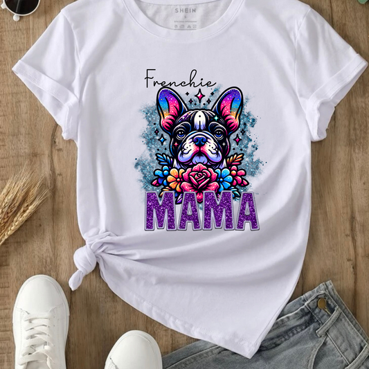 BLACK FRENCHIE   MAMA DESIGN! YOU CHOOSE COLOR AND STYLE! TEE OR CREWNECK! BLEACHED OR NON-BLEACHED