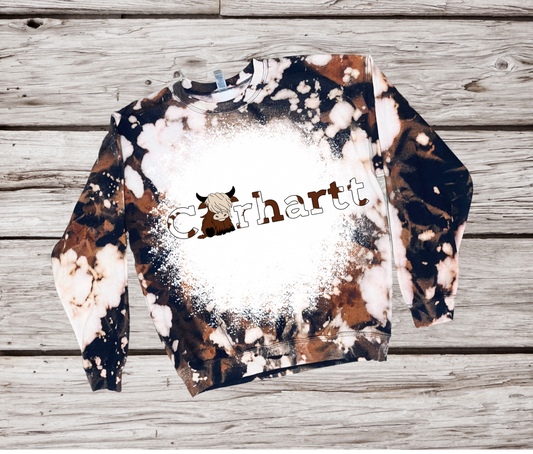 HIGHLAND COW COWHIDE BLEACHED TEE OR CREWNECK