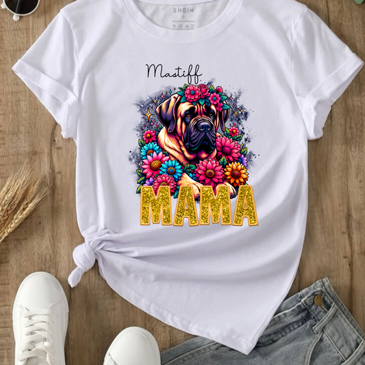 MASTIFF MAMA DESIGN! YOU CHOOSE COLOR AND STYLE! TEE OR CREWNECK! BLEACHED OR NON-BLEACHED