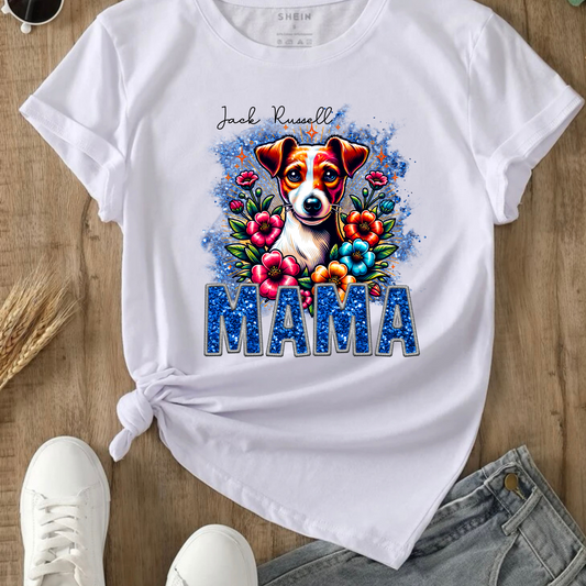 JACK RUSSEL MAMA DESIGN! YOU CHOOSE COLOR AND STYLE! TEE OR CREWNECK! BLEACHED OR NON-BLEACHED